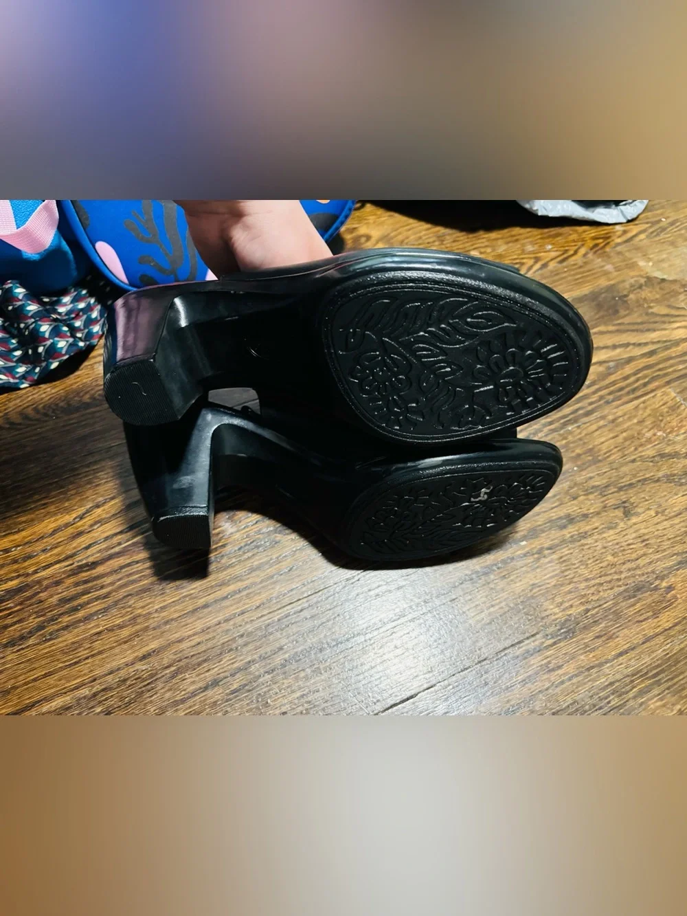 EURO SOFT, Black Leather Slingback Sandal Heels, Size 10 - Picture 5 of 5